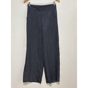 Jieru Navy White Polka Dots High Waisted Pants S Coastal Nautical Split Sides